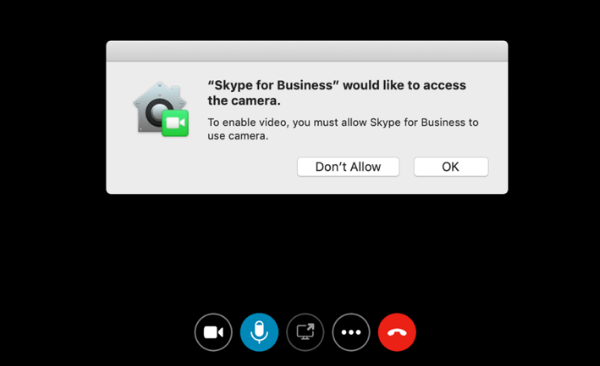 skype for buisiness mac webcam